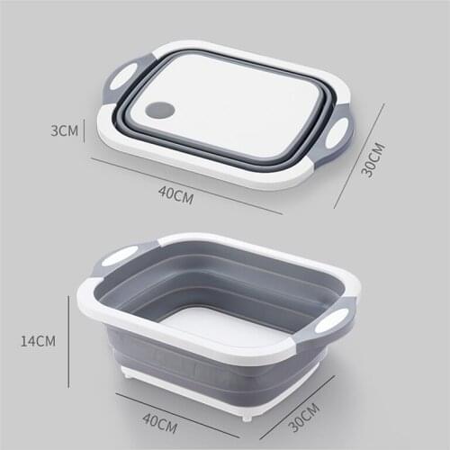 3 in 1 Multifunctionele Opvouwbare Snijplank Keuken Opvouwbare Afvoer Mand Hakblokken Wassen Mand Keuken Organizer tools