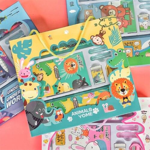 8-In-1 Multifunction Stationery Sets Kids Birthday Christmas Gifts Set Mini Memo Pad Pencils Sharpener Pen Case School Supplies