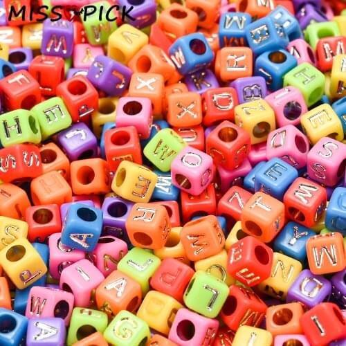6mm 100pcs Acrylic Beads Alphabet Letter Loose Spacer Beads Charms for Jewelry Making Handmade DIY Bracelet Necklace Accessories