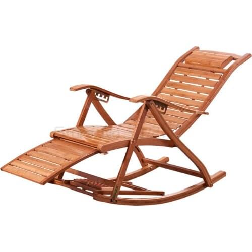 Bamboo rocking chair reclining chair chair adult chair lazy nap chair leisure folding lunch chair