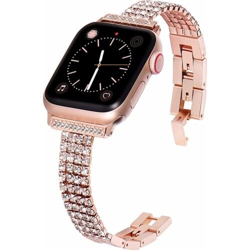 Bling Bracelet Strap For Apple Watch SE Band Series 6 44mm 40mm iWatch 5 4 Stainless Steel Watchbands For Applewatch 42mm 38mm