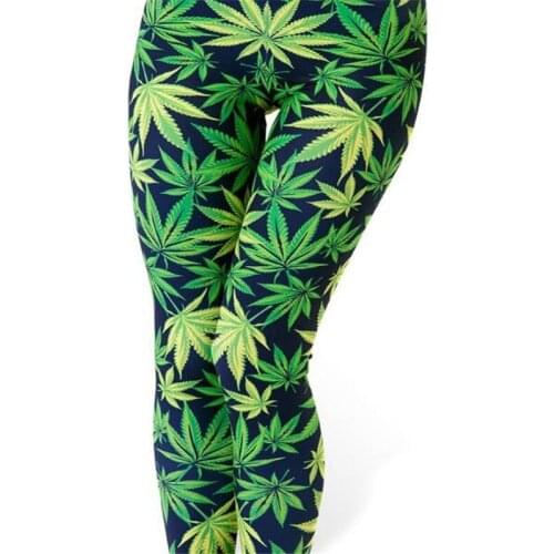 CHSDCSI Leaf Printing Fitness Leggings Push Up Casual Pants Woman Middle Waist Mujer Sport Trousers