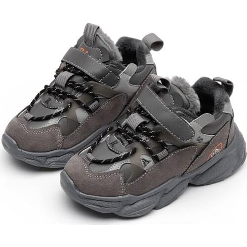 New Fashion Winter Childrens Snow Sneakers Boys Girls Fashion Waterproof Warm Shoes Teenagers Non-Slip Climbing Sneakers 26- 36