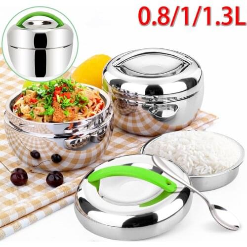 Double Layer Round Bento Lunch Box For Kids Portable Outdoor Stainless Steel Bento Box Leak-Proof Container Kitchen Food Box