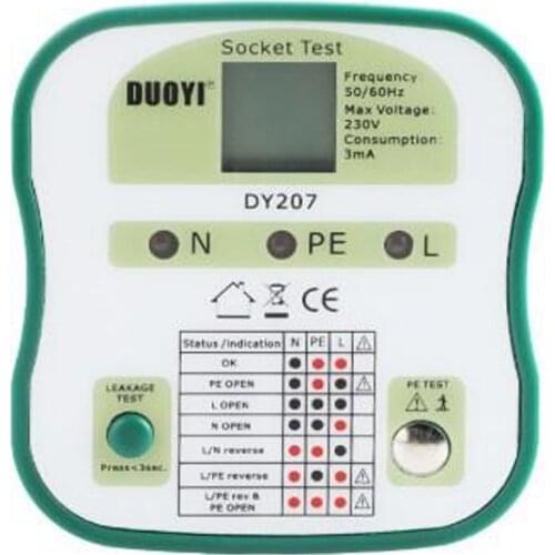 DY207 Digital Display Socket Tester Safety Detector Circuit Tester Wall Socket RCD Switch Test Pen