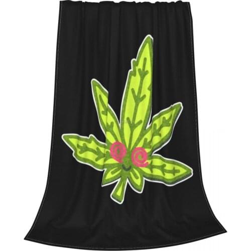 Weed Leaf Gift Blankets Fleece Spring Autumn Nature Green Multifunction Soft Throw Blankets for Bedding Bedroom Plush Thin Quilt
