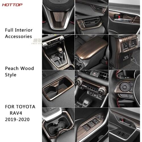 Interior Del Coche Madera Durazno Accesorios Decoració For Toyota RAV4 2019-2021 Consola Instrumentos Cobertor Soporte Para Vaso
