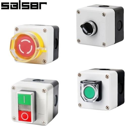 DIY 1P 5A Elevator Power Start Push Button Switch Control Box Emergency Stop IP65 Waterproof Indicator Light