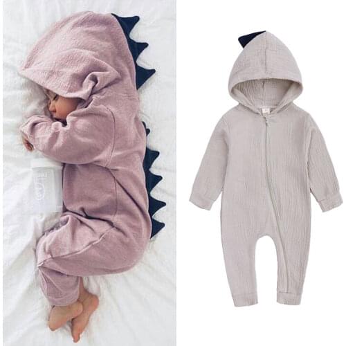 Cartoon 3D Dinosaur Baby Rompers Cotton Full Sleeve Hooded Newborn Baby Clothes Spring Autumn Newborn Romper 6-18 Months