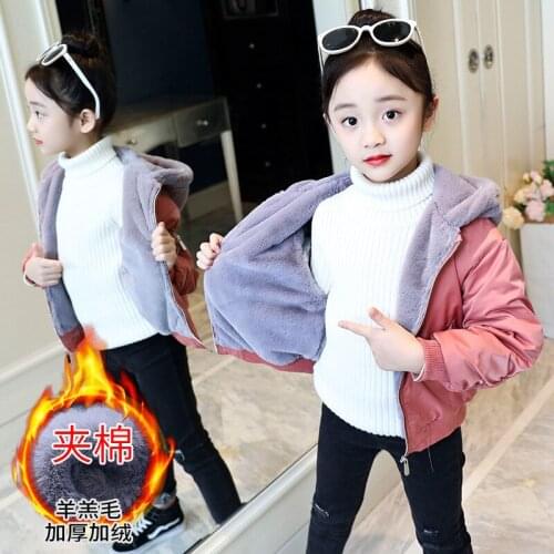 Childrens Winter Jackets Kids Girl Hooded Thicken Fur Liner Warm Coat Toddler Girls Autumn Bomber Jacket Clothes 6 8 12 Year