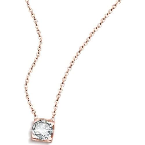 Hot Sale Single Crystal Gold Color / Silver Color / Rose Gold Color Stainless Steel Necklace