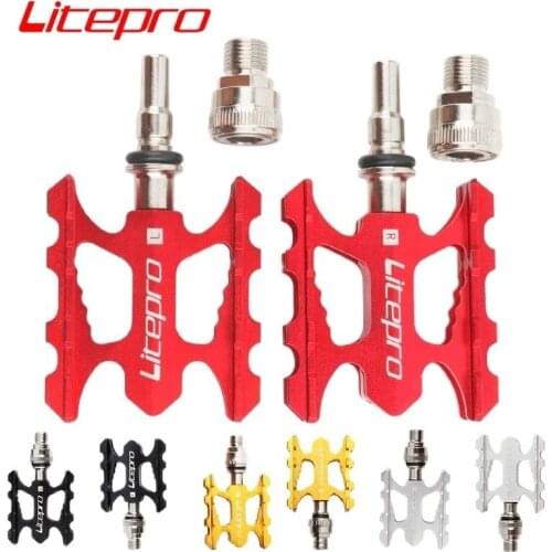 Litepro Bicycle Quick Release Pedal Ultra-Light Aluminum Alloy Folding Bicycle Pedal Black Red Gold Silver