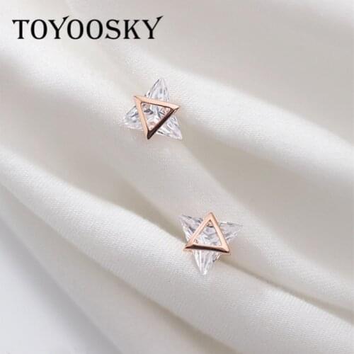 925 Sterling Silver Small 3D Triangle Geometry Screw Back Stud Earrings For Women Girls Kids Piercing Jewelry