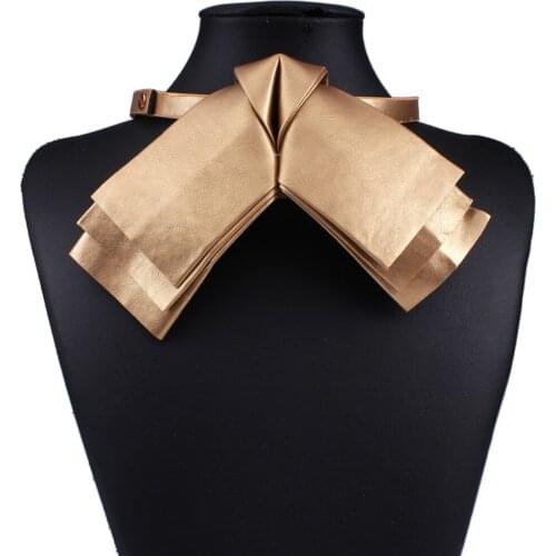 Statement Necklace 2018 Fashion Jewelry Steampunk Leather Bowknot Tie Necklace Colar Gravata Coliere Colar Choker Necklace Women