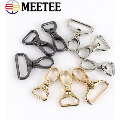 Meetee 10pcs 15/20/26/32mm Luggage Hardware Accessory Metal Snap Buckles Bag Strap Swivel Clasp Lobster Hook DIY Keychain Clip