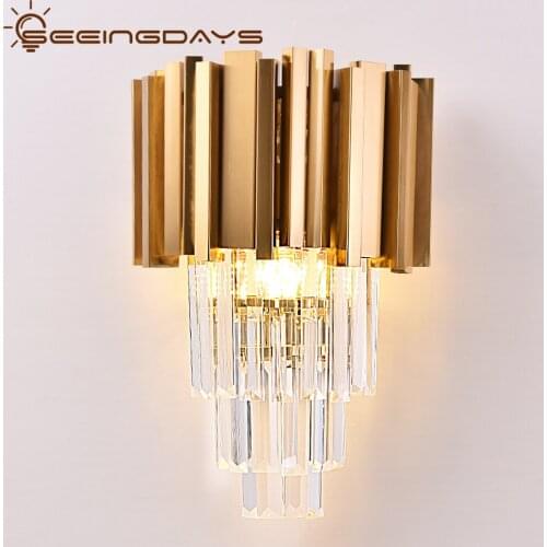 Buy 2 Get 15% Off Metal Crystal Wall Lamp Bedroom For Living Room Home Decor Hanging Light 2 Bulbs Led Wall Light 220v 110v