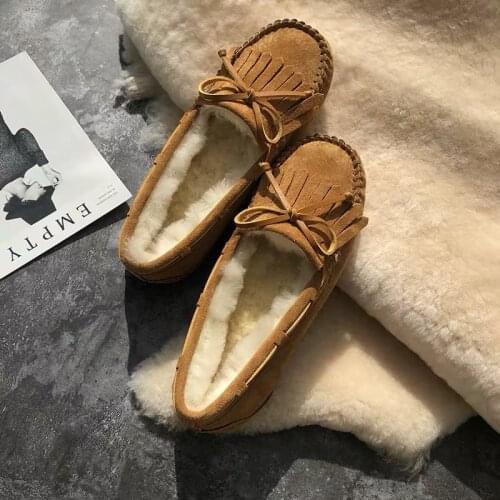 MOOKIAPI Chinese Brand High Quality Womens Shoes, 100%Genuine Leather, Real fur classic Loafers shoes, 4 colors, free delivery