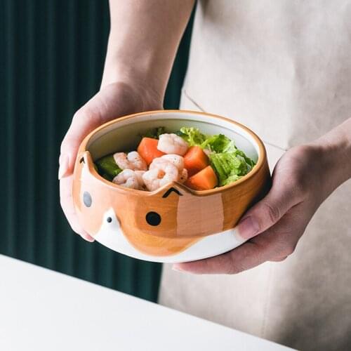 Cartoon bowl household creative personality lovely tableware ceramic rice bowl instant noodles soup bowl salad bowl Dormitory