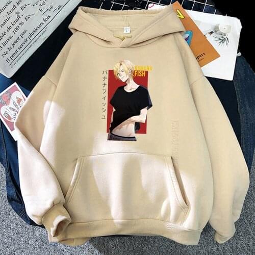 Banana Fish Anime Hoodie Men Oversized Streetwear Lynx And Okumura Eiji Print High Street Sweatshirts Sexy Kawaii Clothes