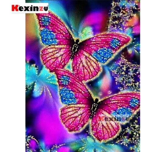 Kexinzu 5d diy Diamond Painting kit -Color butterfly- Cross stitch 3d DIY Diamond Embroidery 5D Diamond Home decoration gift