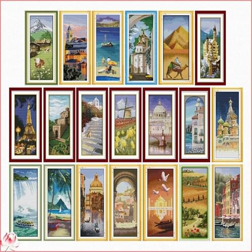 Famous Scenery Of Various Countries Cross Stitch Kit 14ct 11ct Printed Fabric Embroidery Kit DIY Handmade Needlework Home Deco