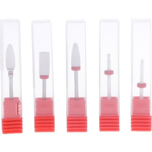 5pcs Ceramic Nail Drill Bits Set, Manicure Pedicure Grinding Head 3/32 inch