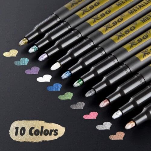 XSGMetallic Marker set10 Colors Fine Point Metallic art Marker SCRAPBOOKING rotuladores lettering art supplies plumones de color