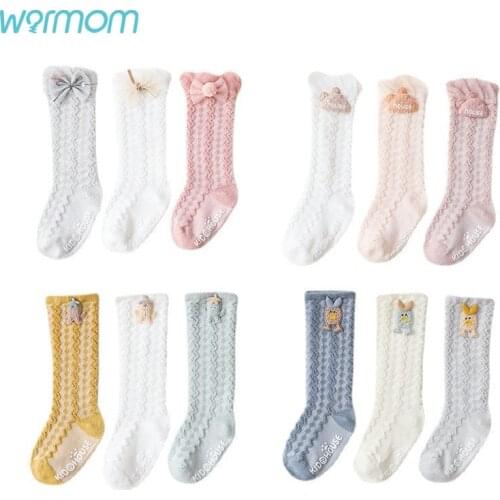Warmom 3pairs/lot Cotton Spring Breathable Newborn Baby Girl Kids Sock Flower Bowknot Lace Anti Slip Summer Socks Gift Children