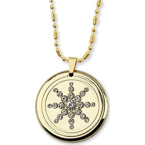 Upgraded Sunflower EMF Protection Pendant Necklace with Health Stones and Shiny Crystals Fashion Jewelry for Women Men