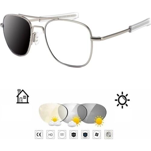 Pilot Style Rectangle Double Bridge Men Photochromic Grey Reading Glasses +0.75 +1 +1.25 +1.5 +1.75 +2 +2.25 +2.5 +2.75To+4