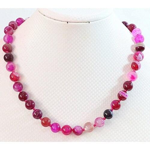 New rose red stripes agat onyx carnelian stone 6mm 8mm 10mm 12mm round beads diy necklace 18"B647