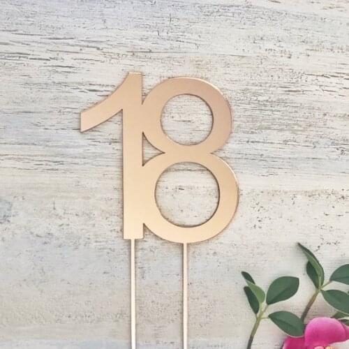 Personalised Number Birthday Cake Topper Mirror Rose Gold Topper Custom Age Cake Topper 18 Birthday Cake Decoration