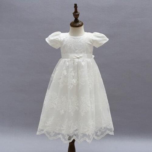 Baby Girls Dress Long Christening Gown Vestidos Infantis Princess Wedding Party Embroidery Lace Dress for Newborn Baptism Gown