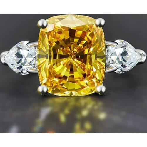 Nature Cushion cut 6ct Topaz Diamond Ring 100% Original 925 sterling silver Engagement Wedding band Rings for Women Jewelry Gift