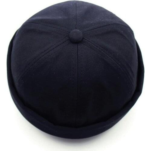 Men Women Beanie Hat Cap Casual Docker Sailor Mechanic Dome Melon Brimless Beanie Cap Solid Color Skullcap Gorras Hombre Black