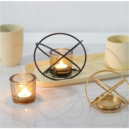 Modern Art 3D Geometric Candle Holder Metal Candlestick Candle Stand Crafts Home Party Romantic Tealight Table Candelabra Decor