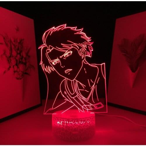 Levi Ackerman for Child Gift Home Room Decor Light Levi Ackerman LED Night Light Anime Acrylic 3D Lamp Attack on Titan Dropship