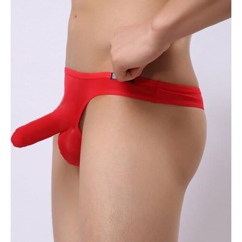 Mens Comfy Elephant Panties Ice Silk Sexy Gunmetal Separation Thong T Pants Men Underwear breathable cotton sexy gay Briefs