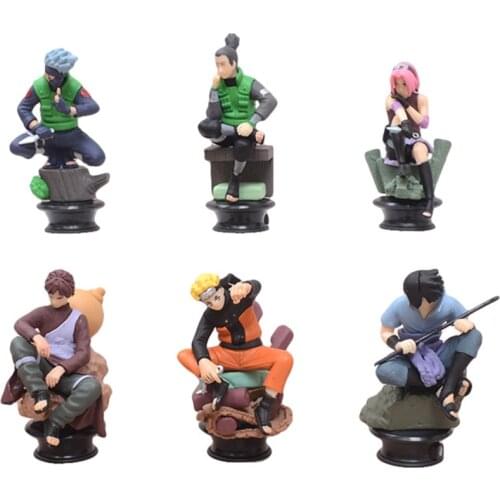 Anime Naruto Figurine Model 8CM Sasuke Gaara Kakashi Haruno Sakura Action Figures Chess Statue Collectible Toys birthday present