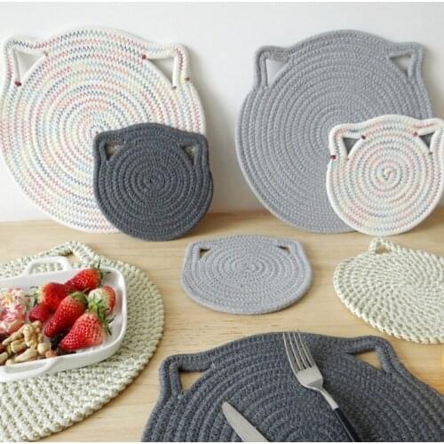 1pcs Cotton Line Coaster Animal Cartoon Shape Insulation Pad Coffee Cup Placemat Hot Drink Holder Stand Kitchen Badgets R