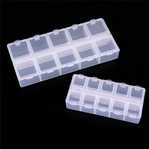 1pc Transparent 10 Slots Portable Pills Box Medicine Case Organizer Holder 2 Sizes Travel Pill Cases S M