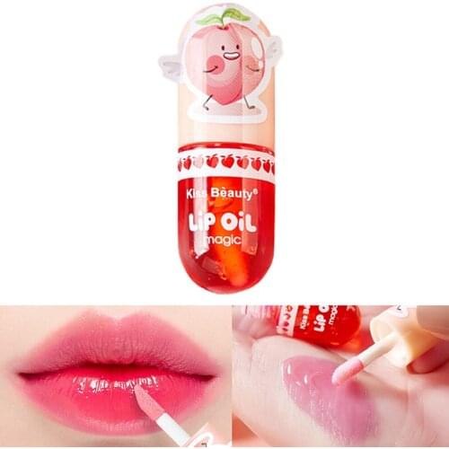 1pcs Lip Oil Hydrating Natural Lipgloss Makeup Cosmetics Moisturizing Color Changing Liquid Lipsticks Lasting Transparent Peach