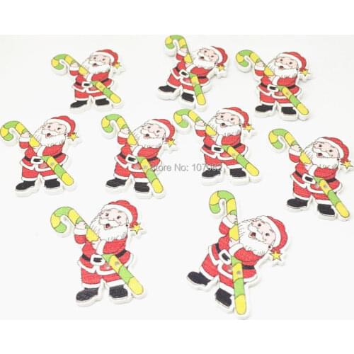 100pcs Wood Santa Buttons Sewing 2 Holes Father Christmas Button embellishments cardmaking 29x27mm