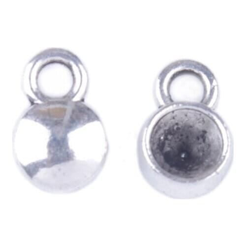 100PCS Tibetan Silver Color 5mm Rivoli Plain Round Setting Charms A19645