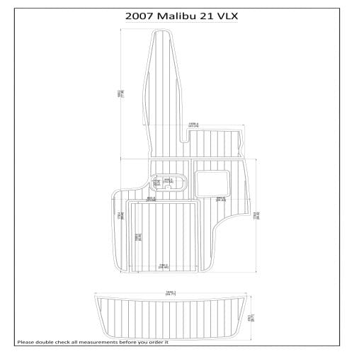 2007 Malibu 21 VLX Swim Step & Cockpit Pad Boat EVA Teak Decking 1/4" 6mm