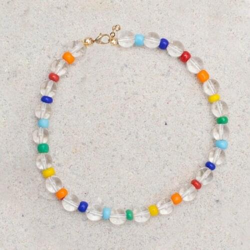 2020 Fashion Transparent Beads Necklace Delicate Elastic Short Jewelry Colored Beads Beaded Collares De Moda gift for women