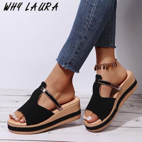 2021 summer platform wedges slippers womens sandals womens shoes fashion high heels casual summer slipper women