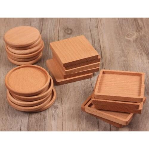 4 Style Solid Wood Coasters Coffee Tea Cup Pads Insulated Drinking Mats Teapot Table Mats W9233
