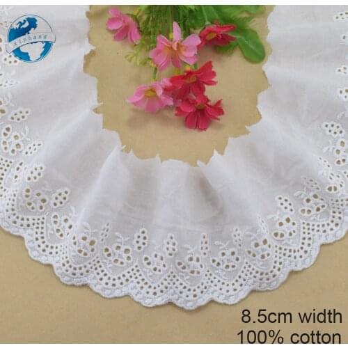 8.5cm wide 100% Cotton embroidery lace sewing ribbon guipure trim wedding decoration DIY dolls colthes Accessories lace #4192