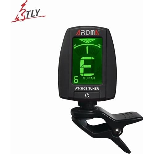 Aroma AT-300B 360 Degree Clip Tuner LCD Digital Chromatic Tuner for Acoustic Guitar Bass 6 & 12 String Guitar